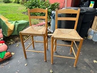 Pair Of Rush Seat Stools