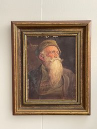 Antique German Artist Reinhold Schweitzer 'Old Man' Oil Painting