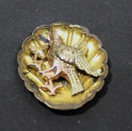 Victorian Stickpin Topper Shell With Bird In Gold Fill