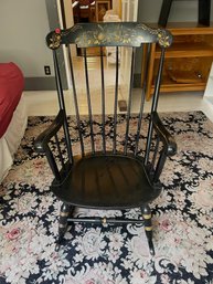 Painted And Decorated Black Rocker