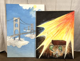 A Pair Of Original Paintings, Acrylic On Canvas