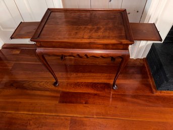 American - Made And Custom Crafted By Eldrid Wheeler Solid Cherry ' Nantucket' Tea Table W/ Two Pocket Shelves