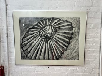 Vintage Abstract Seashell Charcoal Drawing