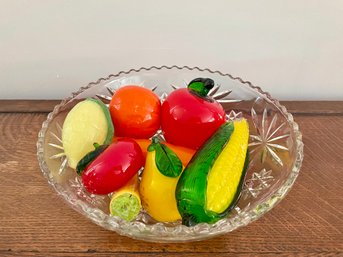 Collection Of Assorted Glass Fruit In Bowl