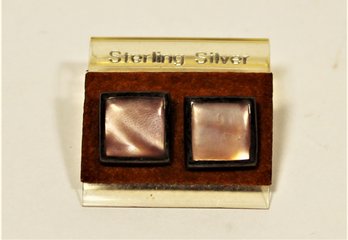 Sterling Silver Never Worn Mother Of Pearl Square Earrings