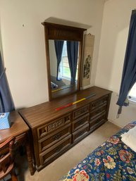 Vintage 9 Drawer Dresser With Mirror 66x18x30.5
