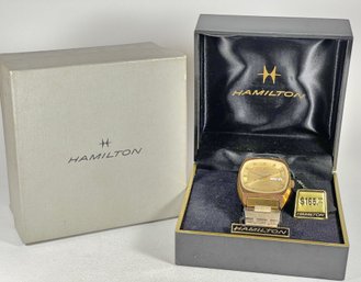 Vintage1970s Gold Tone Men's Hamilton Wristwatch Watch In Original Box