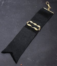 Victorian Silk Ribbon Watch Fob Having Gold Filled Mounts 1860s