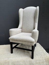 Restoration Hardware RH Linen Wing Chair With Nailhead Trim 2 Of 2