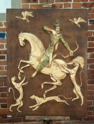 Vintage Mid Century Modern J. Segura Fiberglass Wall Hanging Of Archer On Horseback