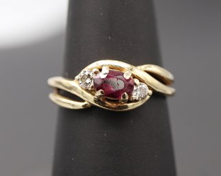 Wonderful Amethyst & Diamond Accent 14k Yellow Gold Ring