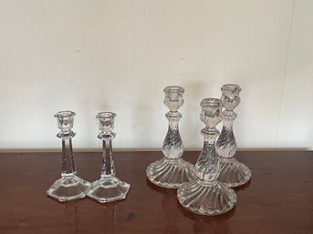 Lot Of Glass Candlesticks