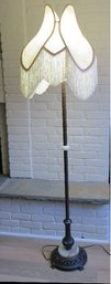 Gorgeous Cloth Tassel Shade Floor Lamp W/marbled Alabaster Base