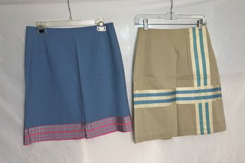 Pair Of J. McLaughlin Skirts In Blue & Beige, Estimated Size 4