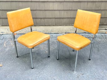 Pair Of Vintage Daystrom Furniture Vinyl And Chrome Chairs