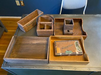 Wooden Desktop Storage Trays And Holders