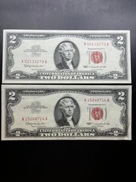 2 1963 Red Seal $2 Bills