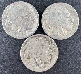 Lot Of 3 Buffalo Nickels 1928, 1928-D, 1928-S