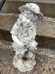 Little Girl With Cat Garden Sculpture