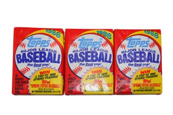 3 1988 Unopened Topps Major League Baseball Bubble Gum Cards