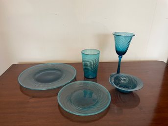 Mexican Blue Glass Place Setting