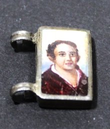 Antique Solid Silver Clasp To A Necklace Guilloche Enamel Portrait Of A Man