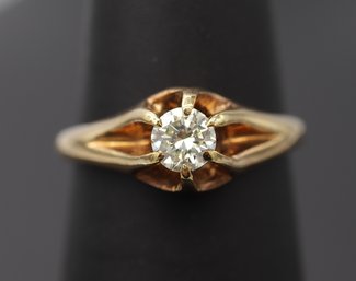 Antique 14k Yellow Gold .25 Solitaire Diamond Ring