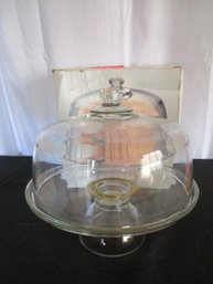 Glass Cake Stand In Box - Vintage 1985