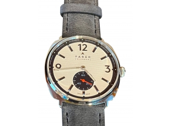 Farer Stanhope Men's Watch With Leather Band  MSRP $995 Comes In Original Box With Pamphlets