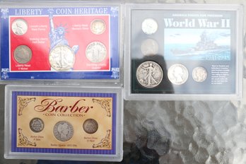 3 Coins Sets With Silver Coins Barber And Walking Liberty