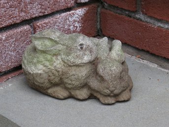 A Super Cute Pair Of Concrete Little Bunnies