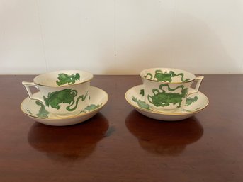 Wedgwood Green Chinese Tigers Bone China Tea Cup And Saucer Williamsburg