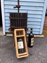 Antique Grape/wine  Press 2 Extra Large 3 Litter Wine Empty Bottles.