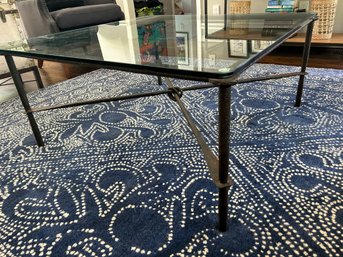 Glass Top Coffee Table With Iron Base