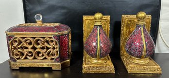 Decorative Book Ends And Nick Nack Box.                  Riss A5