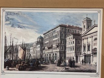 Vintage Italian Seaport Scene Trieste, Italy - Framed Print