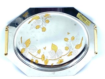 Vintage Elegant Gioiel 24 KT Gold Trimmed Italian Tray With Original Box