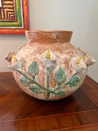 Ceramic Pottery Art With Lily Flowers