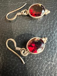 Sterling Silver Garnet Earrings