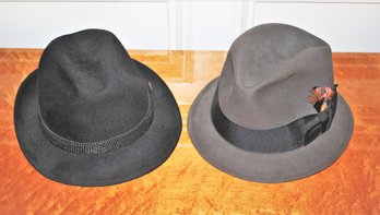 Two Men's Hats By Dobbs And Bianchi Continental Styling