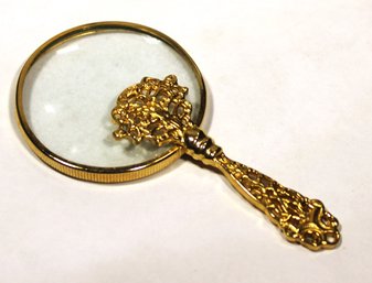 Vintage Gilt Gold Tone Fancy Pendant Magnifying Glass