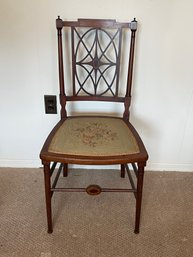 Antique Mahogany Chair With Needlepoint Seat