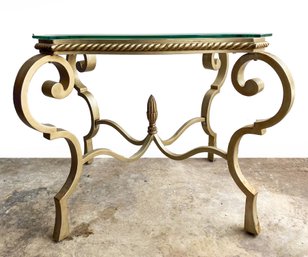 A Bronze And Glass Hollywood Regency Side Table