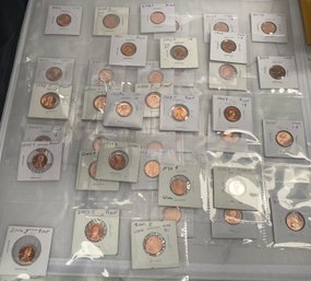 Thirty-nine Proof And Uncirculated Pennies