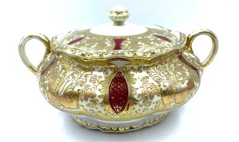 Exquisite Late 1800's/early 1900's Hand-painted 22KT Gold Noritake Nippon Lidded Casserole Dish