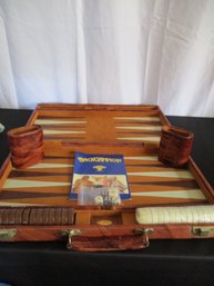 Vintage Cowhide Backgammon Game W/Gently Used Travel Scrabble Game