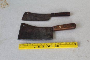 2 Cleavers, Smaller One Missing Part Of Wood Handle