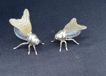 Whimsical Bee Shaped Silver Plated Salt & Pepper Shakers By Godinger