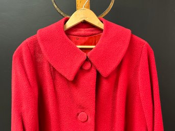 A Stylish Vintage Mid-Century Women's Coat In Red