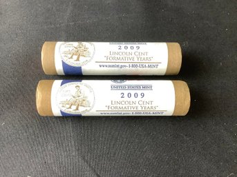 2 Rolls Of 2009 P And D Lincoln Cents 'Formative Years' In Original Box